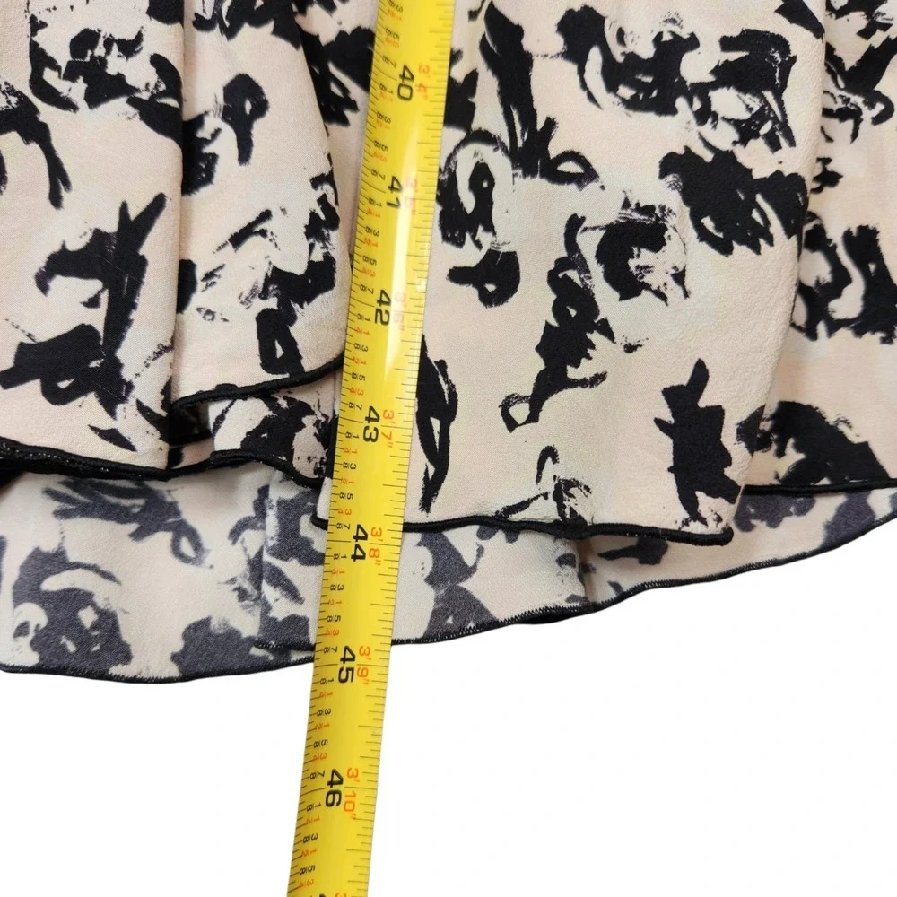 PROENZA SCHOULER Size 6 Scribble Rose Ruffle Midi Floral Asymmetrical 100% Silk